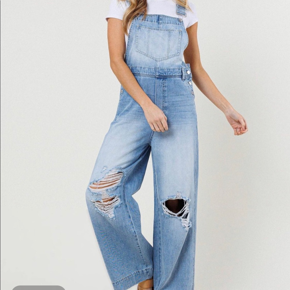 Utility Vintage Wash Wide Leg Overalls
